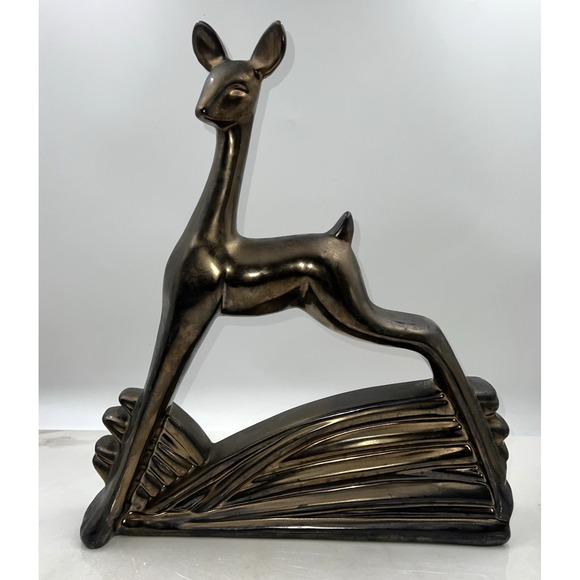 VTG Haeger Art Deco Deer Sculpture Original Mid-Century Bronze Color 18